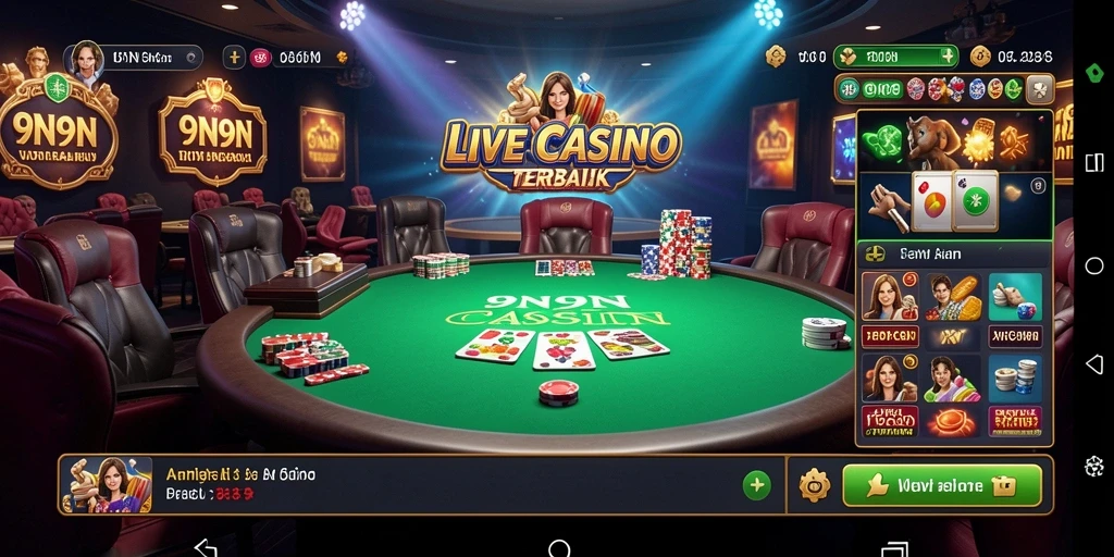 Screenshot utama 9N9N menampilkan gameplay Live Casino yang mendebarkan.