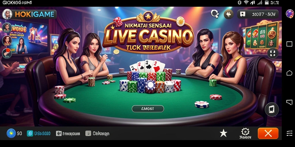 Tampilan gameplay Live Casino yang mendebarkan di HOKIGAME.